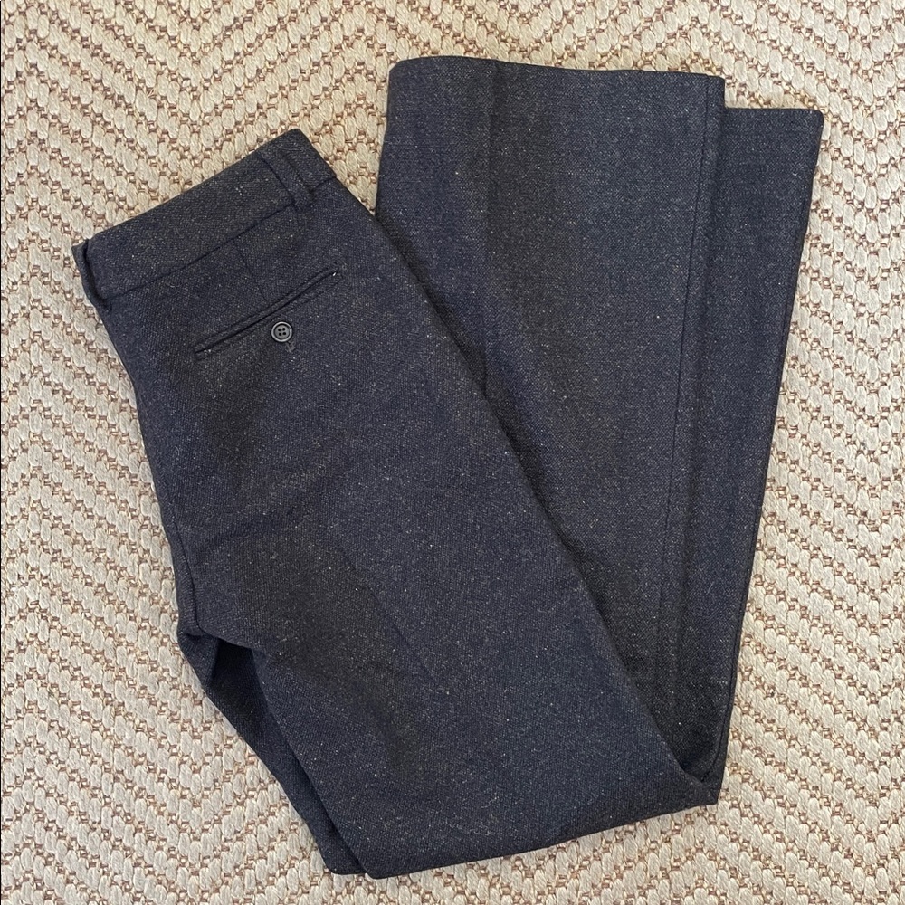 Theory - Wool Blend Wide Legged Straight Pants - Brown - 2